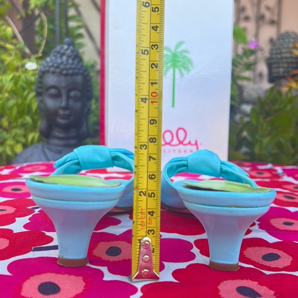 Lilly Pulitzer Baby Blue Nappa Kitten Heel Sandals Made in Italy - Picture 9 of 16